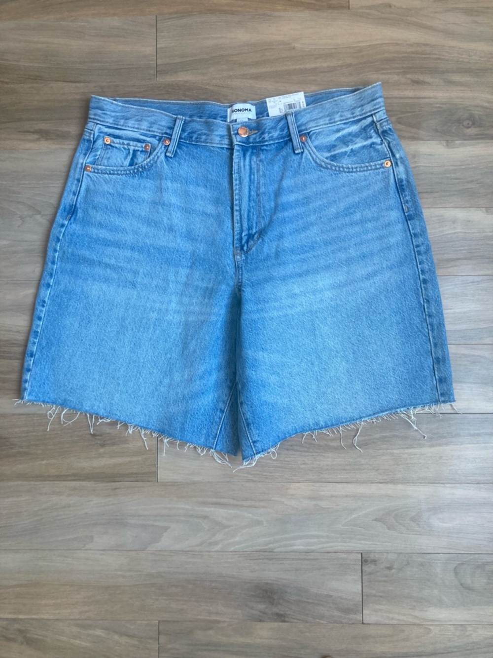 Sonoma jean short mid rise raw hem cotton boho coastal cowgirl western size 14 - Picture 5 of 13